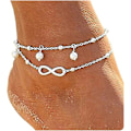 Miniatyrbillede 1 af 5: Katea Anklet Armbånd, 8 Form Ankel Armbånd, Dobbelt Kæde Ankel Armbånd, Infinity Uendelig Kærlighed Symbol Strand Ankel Armbånd, Justerbar Barfodet S