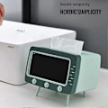 Miniatyrbild 4 av 5: Vävnadslåda Retro TV Telefonhållare Stativ för Multifunktionell Vävnadslåda Hållare för Kök Sovrum Kontor Salong Badrum Vävnadsöverdrag Grön