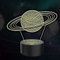 Miniatyrbild 1 av 5: 3D Saturn Ring Illusion Lamp LED Nattlampa Med 7 Färger Ändras & Touch Switch USB-Powered Sovrum Skrivbordslampa