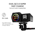 Miniatyrbilde 4 av 5: Motorsykkel Lader Moto Styre Lader 3.4a Dual Usb Lader Adapter Med Temperatur Og Spenning Display For 12v-24v Motorsykkel