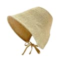 Solhatt i bomull og lin for kvinner, strandhatt med bred brem Beige