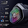 Miniatyrbild 3 av 5: Gaming Headset med mikrofon brusreducerande RGB trådbunden hörlurar för dator PS4 Xbox One (SVART)