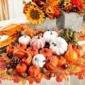 Høstdekorasjon Gresskar Halloween Thanksgiving, 102 stk Mini Kunstige Gresskar Lønneblader Kongler