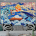 Miniatyrbild 3 av 5: Japansk Väggbonad Havsvåg Väggbonad Solnedgång Väggbonad Psykedelisk Orm Och Val Väggbonad Anime Väggbonad Väggdekoration För Sovrum Vardagsrum (59,1 X 82,7