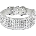 Miniatyrbild 1 av 5: Rhinestone Hundhalsband - 5 Rader Full Sparkly Crystal Diamanter Besatta PU Läder - 2 Tum Bred - Vacker Bling Husdjursutseende för Medelstora & Stora Hundar