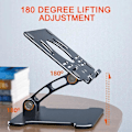 Miniatyrbilde 3 av 5: Metall Tablet Stativ Justerbar Universell Tablet Skrivebordsstativ Sammenleggbar (Svart)