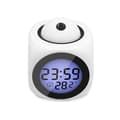 Multifunktionel LED-ur Baggrundsbelyst Vækkeur Multifunktion LCD Projektionsvækkeur Tid & Temp Display Stemme（hvid）