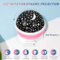 Miniatyrbilde 2 av 5: Baby nattlys, månestjerneprojektor 360 graders rotasjon - 4 LED-pærer 8 fargeskiftende lys, romantisk natt