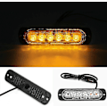 Miniatyrbilde 2 av 4: Nødlys med strobelys, 8 stk. 6 LED gule blinklys, 12/24v farevarselblinklys for bil