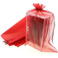 Miniatyrbillede 2 af 2: Rød 60 stk. Sheer Organza Poser med Snøre Gaveposer 6x9 Tommer