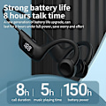 Miniatyrbilde 3 av 5: Vg06 Led Digital Bone Conduction Ear Hook Bluetooth5.1 Headset 8d Stereo Surround Sound Earphone Support Tf Card Music Player