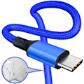 Miniatyrbillede 4 af 5: Synkroniseringsdatatransferkabel Smartphone Tablet Type-c Nylon Flettet Opladekabel-3m-blå