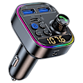 Miniatyrbillede 1 af 5: Bluetooth 5.3 FM-sender, One Key Bass MP3-afspiller, trådløs håndfri billader, Qc3.0 Pd30w hurtigoplader