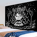 Miniatyrbild 2 av 5: Väggdekor 200x150cm Katt Gobeläng Väggbonad Mystisk Spådom Häxkonst Baphomet Ockult Hem Svart Vägg Gobeläng För Sovrum