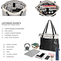 Miniatyrbilde 3 av 5: Dame Laptop Tote Bag for Work Lettvekt Splice Canvas 15,6 Tommers Håndveske, 1 stk, svart