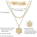 Miniatyrbild 5 av 5: Snygga Lager-Initialhalsband för Kvinnor, 14k Guldförgylld Pappersklippskedja Halsband Enkelt Sött Hexagon Brev Hänge Initial Choker Halsband Guld L