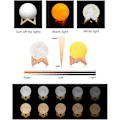 Miniatyrbild 4 av 5: Full Moon Lamp 3d Led Nattlampa Dimbar Touch Control Ljusstyrka Usb Laddning