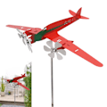 Miniatyrbillede 1 af 7: Metal Flyvemaskine Vindmølle, 3D Rustfrit Rød Flyvemaskine Vindspil, Havedekoration