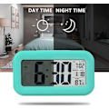 Miniatyrbillede 3 af 4: Batteridrevet digitalt vækkeur til soveværelse, LCD-display sengeagur med snooze, baggrundsbelysning, nattelys, dato og temperatur, sleep timer