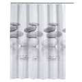 Bruseforhæng Vandtæt 3D Badeforhæng med 12 Krog Ringe 100% Polyester (Pebble&Grey, 180 * 180cm)