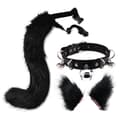Hårklämmor Cocker Svans Djur Element Justerbar Faux Päls Solid Varg Svans Öron Krage För Cosplay (Svart)