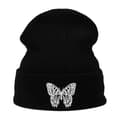 Broderad stickad mössa - Ribbstickad mudd unisex daglig passform flexibel komfort Black