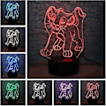 Miniatyrbillede 1 af 3: Tegneserie Simba Løve Kongen 3D LED Børne Natlys Flerfarvet USB Opladning Dyr Bord Optisk Illusion Lampe Soveværelse Dekoration