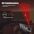 Miniatyrbild 6 av 8: LED digital väckarklocka med 180° projektion, stor LED-display med USB-port, snooze dubbelalarm, 4 projektionsljusstyrkor med automatisk dimmer