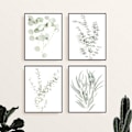 Pikkukuva 2 / 4: Sarja 4 kukkaista keittiön terälehtiä seinätaidetta Boho-lehdet Eukalyptuskasvit seinäpainatukset (KEHYS) (8x10)
