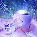 Miniatyrbillede 2 af 5: Stjerneprojektor, Galaxy Projektor Lys 360 Rotation Starlight Projektor Stjernehimmel Nattelys Med USB Genopladelig, Hvid Støj Og Timer Til Børn Voksne