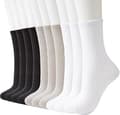 Womens Cotton Crew Socks, Tynde Bløde Komfort Åndbare Strømper, Over Ankle Crew Socks til Business, Casual/Hvid grå sort(10 Par)Størrelse:6-9