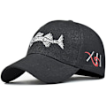 Pikkukuva 1 / 2: Nopea ostos Uusi 3D Stereo Fish Bone Kirjonta Baseball-lippis Miehet ja naiset Ulkoilukamuflaasipainatus Baseball-lippis Isän lippis（Suuri，Musta）