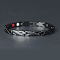 Miniatyrbillede 1 af 5: Sundt Power Armbånd Med 4 Element Magneter Sort Legering Armbånd Gaver（Sort）