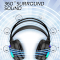 Miniatyrbillede 5 af 5: Gaming Headset 7.1 Stereo Surround Bass Headset Computer Gaming Console med Mikrofon RGB Headset（Sort）