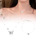 Miniatyrbillede 3 af 5: Elegant Perle Krystal Halskæde Mode Hjerte Sommerfugl Kæde Choker（Som vist）