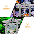 Miniatyrbilde 2 av 4: 2 stk. japansk Shinto Torii-port fisketankdekorasjoner asiatisk akvarium Torii-statue (9,50 x 9,30 x 2,10 cm, grå)