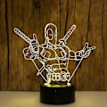 Miniatyrbillede 3 af 3: Deadpool 3d LED natlampe til børneværelset