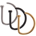 Miniatyrbillede 1 af 3: 3 stk. Metal D-formede næseringe hoops rustfrit stål åbne næsebor studs（0.2X0.9X1.1CM，som vist）