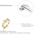 Miniatyrbild 3 av 5: 18K Guldförgylld 925 Sterling Silver Ring Kubisk Zirkonia Dubbla Korsringar Simulerad Diamant CZ Ringar Presenter till Kvinnor Flickor Mamma Mor Fru Flickvän
