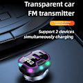 Miniatyrbild 3 av 4: Bil Bluetooth 5.3 Fm-sändare Typ-c 15w&usb 15w Port Billaddare Snabbladdning Handsfree-samtal Trådlös Bluetooth-adapter