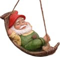 Hængende havepynt til udendørs trædekoration, sovende nisse udendørs statuer og figur