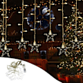 Miniatyrbilde 1 av 5: Strenglys Julegardinlys med 16 stjerner og 80 miniled, 3,5 meter, til festdekorasjon (C)