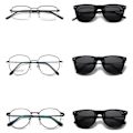 Miniatyrbillede 4 af 5: Clip-on Wayfarer solbriller blå - Fastgør til eksisterende briller! Sort