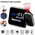 Miniatyrbild 3 av 5: Hemprojektionsklocka 180 rotera digital väder LCD snooze väckarklocka färgskärm display LED bakgrundsbelysning väggprojektionsklockabc B