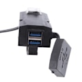 Miniatyrbilde 3 av 5: 12V-24V QC3.0/3.1A Dobbel USB-port Vanntett Motorsykkel Styre Lader Adapter Strømforsyning Socket（Svart）