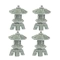 4 stk. Mini Pagode Form Landskab Ornament Miniature Pavillon Figur Sten Pagode Dekoration（4.50X3.00X3.00CM，Som Vist）