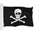 Miniatyrbild 1 av 5: Jolly Roger Piratflagga (Ben) 3x5 FT Tryckt Mässingöglor 150D Polyester Inomhus/Utomhus - Mycket Tjockare Mer Hållbar än 100D 75D Polyester