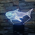 Miniatyrbillede 3 af 4: Kæmpe haj 3d led natlys flerfarvet rgb soveværelse dekoration 3d lampe til børn julegave legetøj lampe
