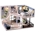Miniatyrbild 2 av 5: Sötbee diy dockhus kit i trä dockhus miniatyrdockhus möbelkit med led-leksaker för barn födelsedagspresent l32（Jm26b）