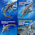 Miniatyrbilde 3 av 4: 2,4 GHz fjernkontroll dinosaur for barn mosasaurus dykking leker rc båt med lys spray vann for svømmebasseng baderom badeleker